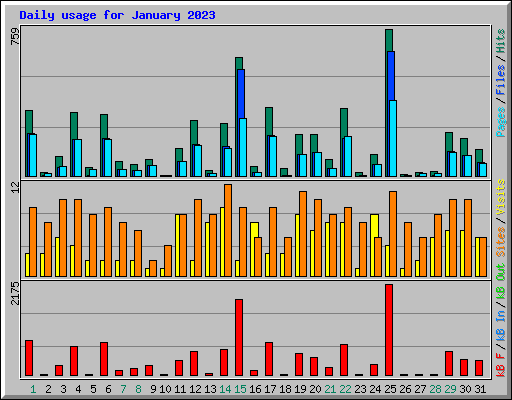 Daily usage for January 2023