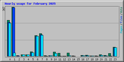 Hourly usage for February 2025