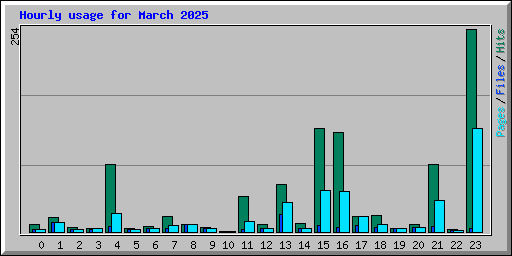 Hourly usage for March 2025