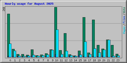 Hourly usage for August 2025