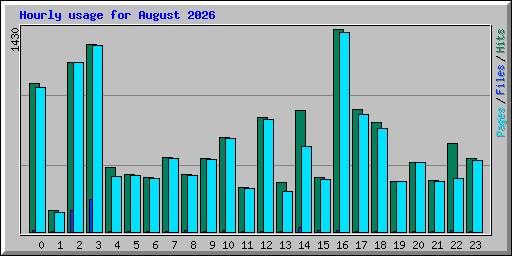 Hourly usage for August 2026