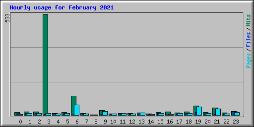Hourly usage for February 2021